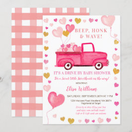 Invitación San Valentín Camión Rosa De Baby Shower