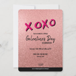 Invitación San Valentín de Rosa Purpurina de oro virtual Gale
