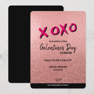 Invitación San Valentín de Rosa Purpurina de oro virtual Gale