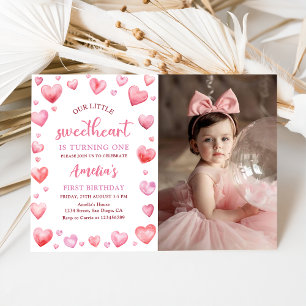 Invitación San Valentín Pequeño Cariño 1er cumpleaños foto