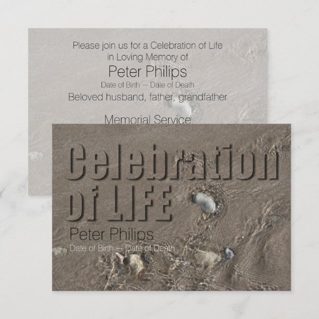 Invitación Sand 1 Celebración del servicio conmemorativo de l (Anverso / Reverso)