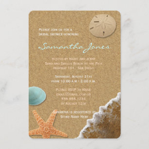 Invitación Sand and Shells Beach Bridal Shower
