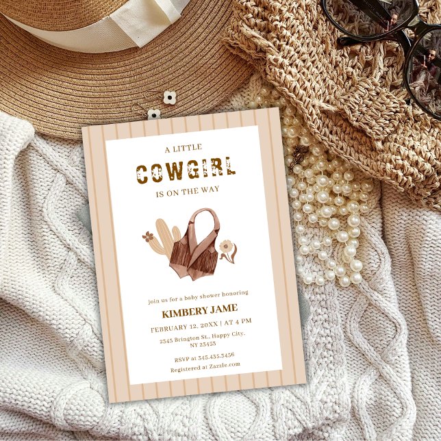 Invitación Sand Beige Boho Western Cactus Cowgirl Baby Shower (Sand Beige Boho Western Cactus Cowgirl Baby Shower Invitation)