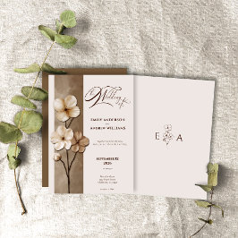 Invitación Sand Beige Hand Drawn Floral Botanical Wedding