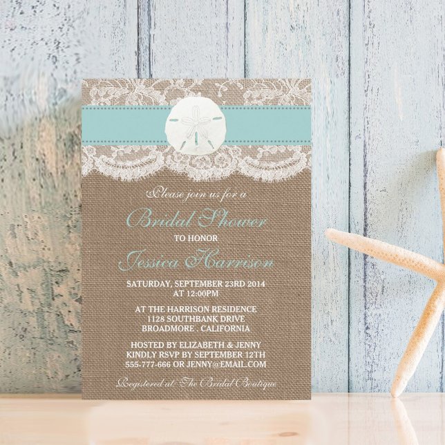 Invitación Sand Dollar Beach Bridal Shower - Turquesa (Subido por el creador)