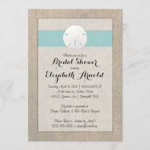 Invitación Sand Dollar Burlap Beach Weddal Shower