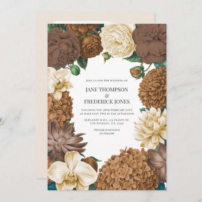 Invitación Sand Dune, Copper Glow & Hazelnut Cream Wedding (Anverso / Reverso)