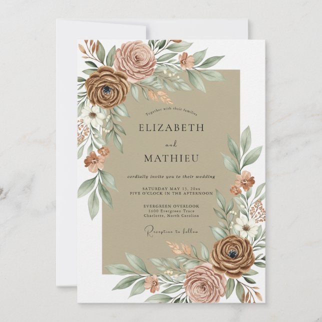 Invitación Sand Organic Desert Wedding (Anverso)