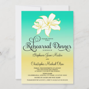 Invitación Sand & Sea Hibiscus Color Ombre Ensayo Cena