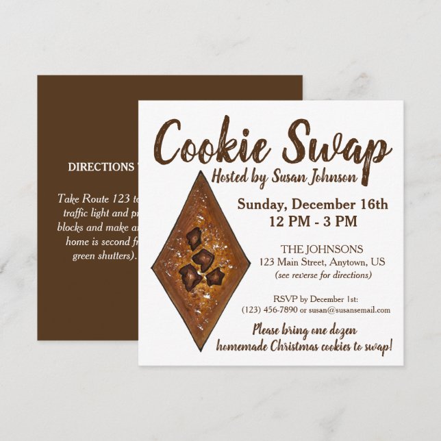 Invitación Sand Tart Navidades Cookie Swap Fiesta Bake Sale (Anverso / Reverso)