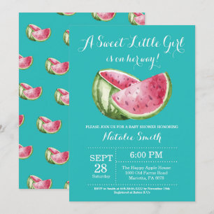 Invitación sandía Baby Shower Verde azulado Aqua Turquoise