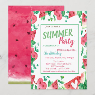 Invitación sandía, cumpleaños Fiesta de verano