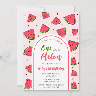 Invitación Sandía Cute One in a Melon 1er Cumpleaños del Bebé