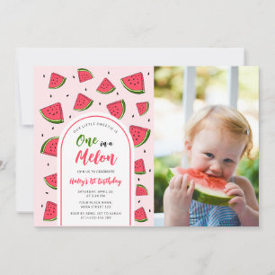 Invitación Sandía Cute One in a Melon Cumpleaños del 1er Bebe