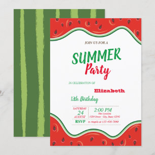 Invitación sandía, fiesta de cumpleaños de verano