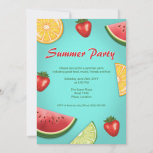 Invitación Sandía Fresa Lima Frutas Fiesta de Verano
