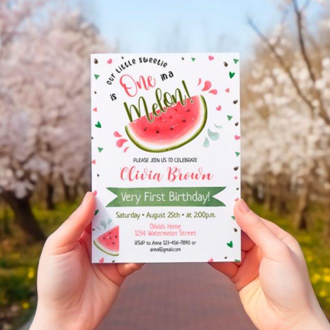 Invitación sandía primer cumpleaños, uno en melón invitada (Subido por el creador)