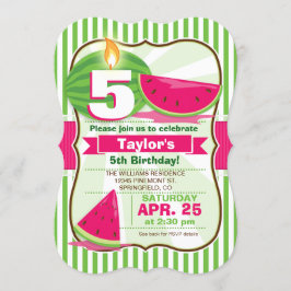 Invitación sandía rosa y verde, fiesta de cumpleaños de los n