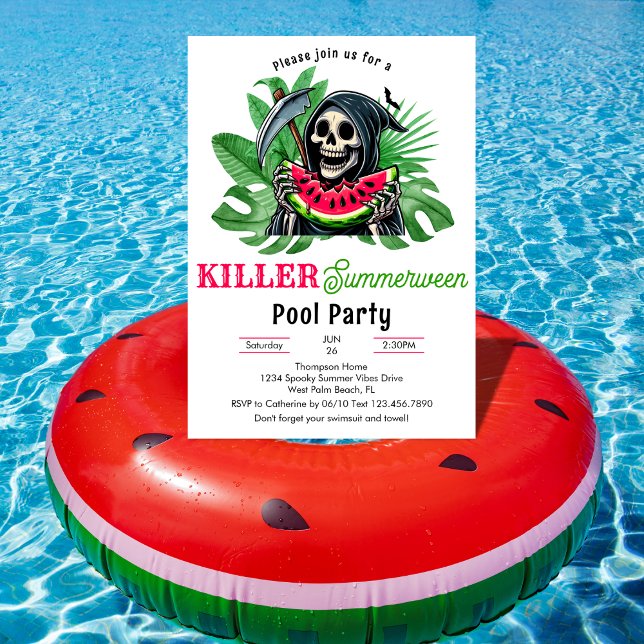 Invitación Sandía Segadora de la Fiesta de Piscina del Verano (Subido por el creador)