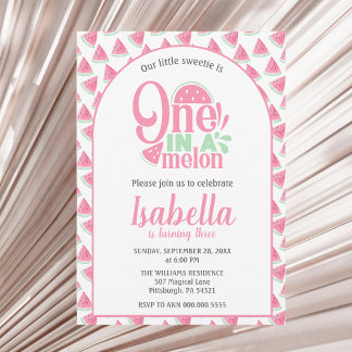 Invitación Sandía Una En Una Sandía Dulce Niña