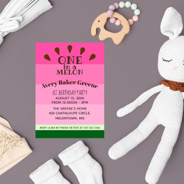 Invitación sandía uno en cumpleaños de melón (Subido por el creador)