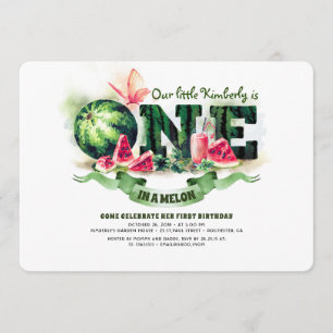 Invitación sandía uno en melón primer cumpleaños
