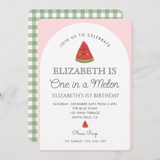 Invitación sandía uno en melón primer cumpleaños (Subido por el creador)