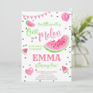 Invitación sandía uno en un melón primer cumpleaños