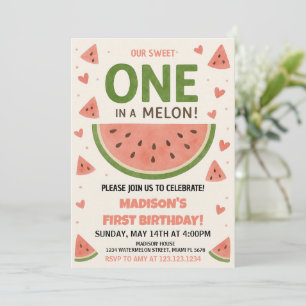 Invitación sandía "Uno en un melón" Primer cumpleaños