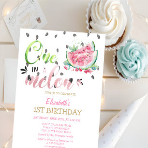 Invitación Sandías rosadas One In A Melon Cumpleaños número 1