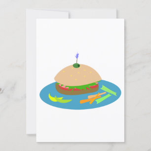 Invitación Sándwich con comida divertida de los lados de la v