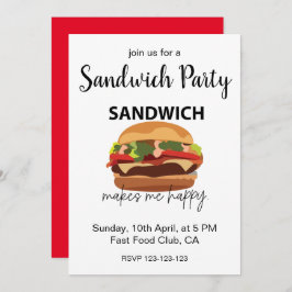 Invitación Sandwich me hace feliz Fiesta