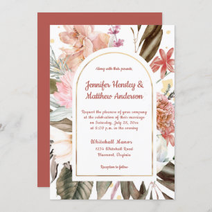 Invitación Sandy Peach Terracotta Gold Rustic Boda I