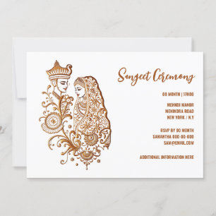 Invitación Sangeet Henna Mehndi Mhindi moda del novio de la n