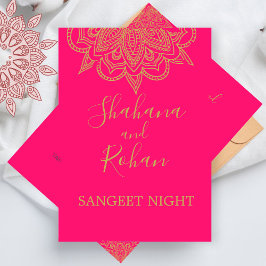 Invitación Sangeet Indian Style color Oro rosado elegante