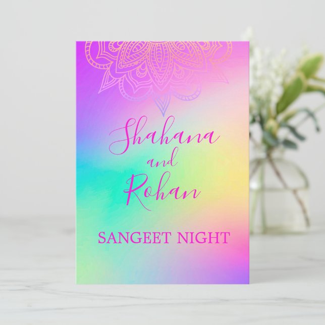 Invitación Sangeet Indian Style Colorful Elegant (Anverso de pie)
