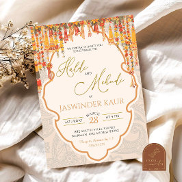 Invitación Sangeet indio de la ceremonia de Boda Haldi Mehndi