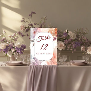 Invitación Sangre de rubor acuarela Boda número de tabla