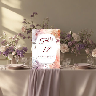 Invitación Sangre de rubor acuarela Boda número de tabla