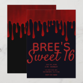 Invitación Sangre de Satén Rojo que Gotea Halloween Dulces 16