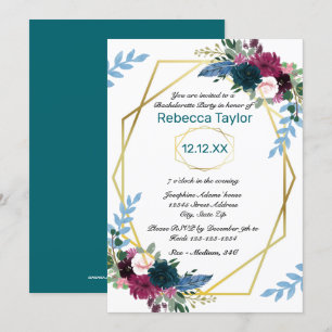 Invitación Sangre floral Mod Vert Verde azulado - Partido de