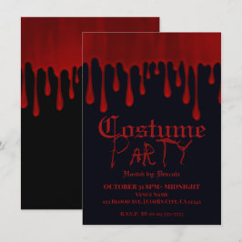 Invitación Sangre Roja Goteando de Satén Halloween Fiesta