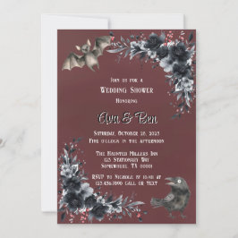 Invitación Sangre Rojo Gótico Negro Floral Parejas Ducha