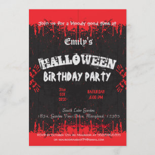 Invitación Sangre Rojo oscuro Halloween espeluznante cumpleañ