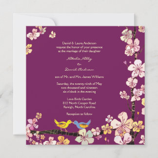 Invitación Sangria Aves amorosas Boda floral romántico