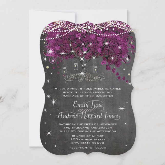 Invitación Sangría de Tarro de Mason Corazón Hoja Boda (Anverso)