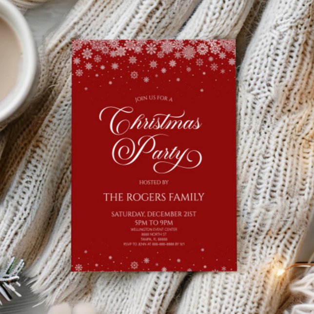 Invitación Sangria Red Snowflake Winter Christmas Party (Subido por el creador)