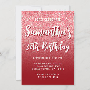 Invitación Sangría Rojo Moderno Gradiente Cumpleaños 30