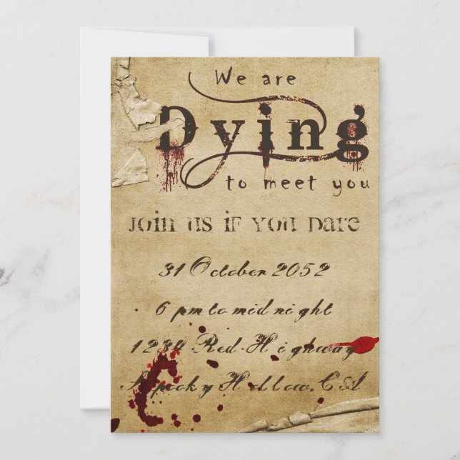 Invitación sangrienta de Halloween (Anverso)
