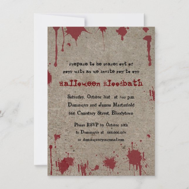 Invitación Sangrienta fiesta de Halloween (Anverso)